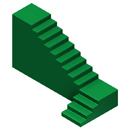 Escalera de tramo recto reducido, curva de 90º y otro tramo recto