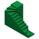 Escalera de rellano inferior en hélice, tramo recto y otro rellano en hélice	