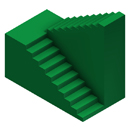 Escalera de tramo recto, una curva a 180º y otro tramo recto